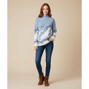 Tahari Womens Small Mountain Mock Neck Fuzzy Sweater